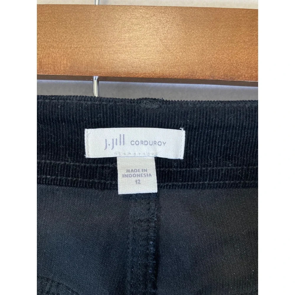 Classic‎ Dark Academia J. Jill Womens 12 Black Fine Wale Corduroy Straight Pants